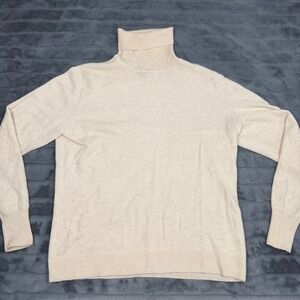 Prive Cashmere Womens XL Cream Turtleneck Sweater 100% Cashmere Long Sleeve Knit
